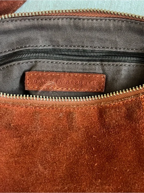 Vintage 90s Banana Republic Suede Brown Burnt Orange Hobo Shoulder Bag - Picture 4 of 5